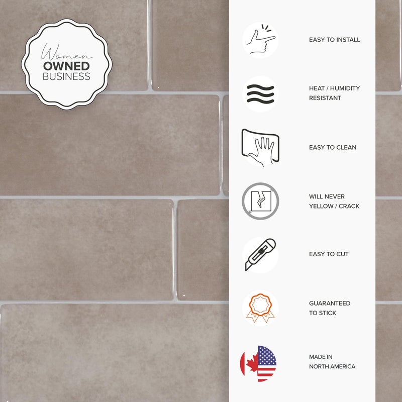 Smart Tiles بلاط ذكي قابل للتقشير واللصق باكسبلاش - 5 ورقات مقاس 11.56 بوصة × 8.38 بوصة - بلاط باكسبلاش لاصق ثلاثي الأبعاد للمطبخ والحمام وبلاط الحائط - Image 5